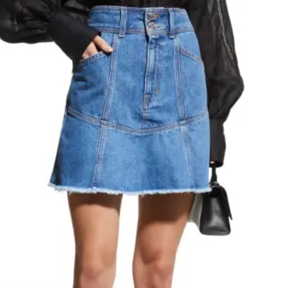 Veronica Beard Lavelle Seamed Denim Mini Skirt Size 8